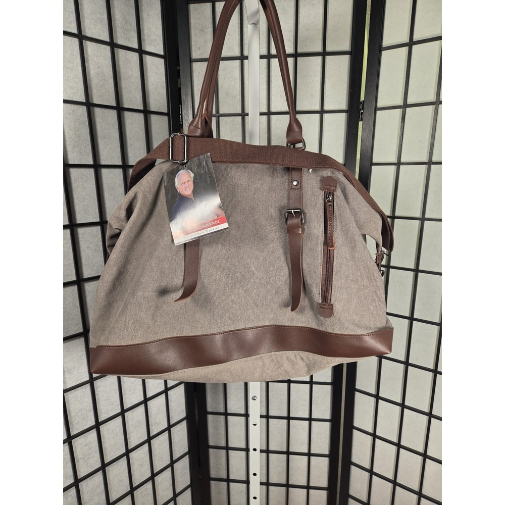 Canvas and Leather Look Duffle Bag - Carry On Greg Norman, Refined Traveler NWT